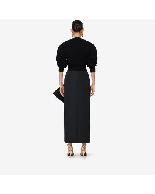 Alexander McQueen Black Bow Detail Slim Skirt
