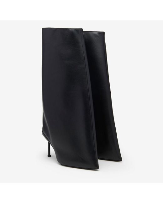 Alexander McQueen Black Slash Leather Knee Boots