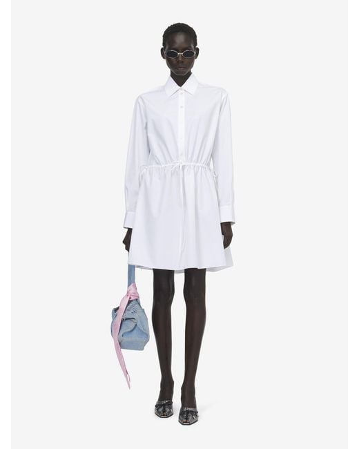 McQueen White Tie Detail Shirt Dress
