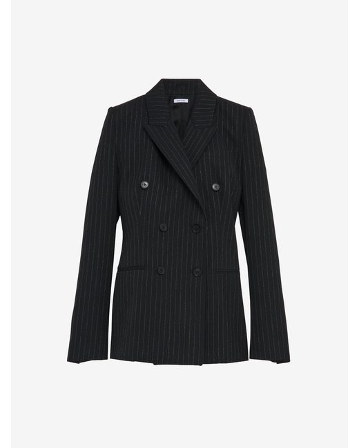 Alexander McQueen Blue Pinstriped Double-Breasted Jacket