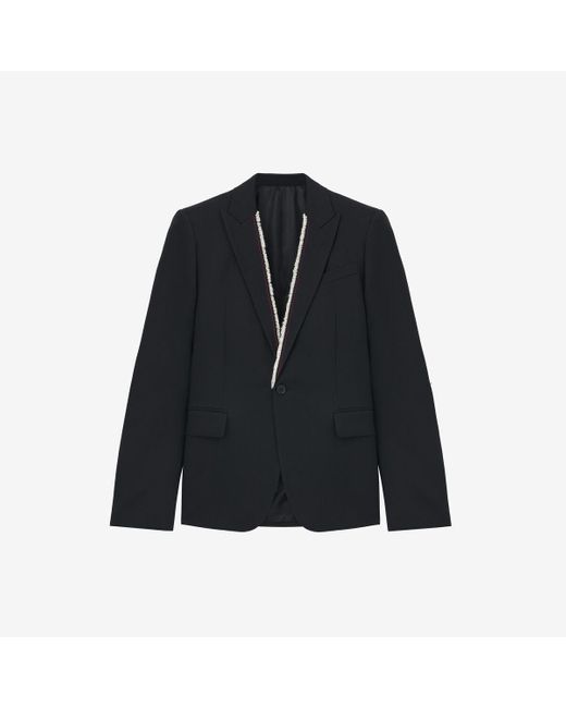 Alexander McQueen Black Raw Edge Canvas Single-breasted Jacket for men