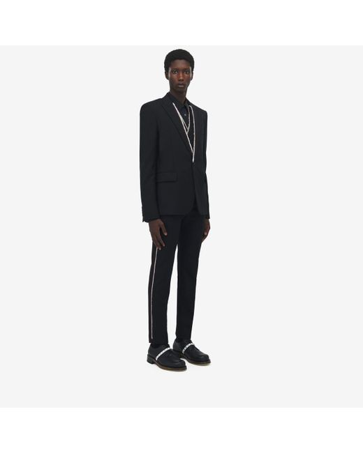 Alexander McQueen Black Raw Edge Canvas Single-breasted Jacket for men