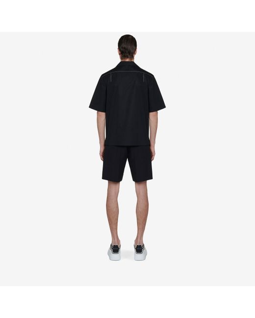 Alexander McQueen Black Contrast Stitch Hawaiian Shirt for men