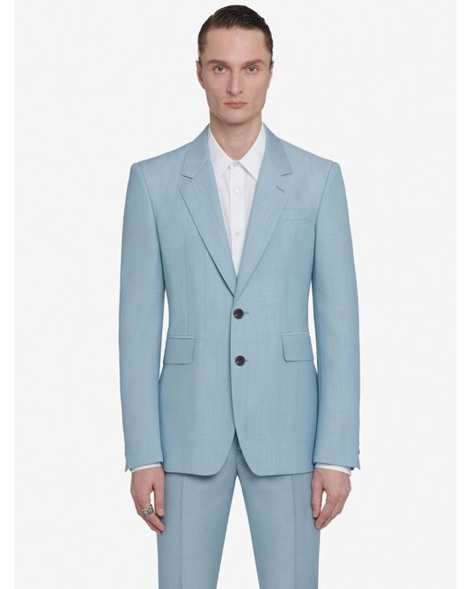 Alexander McQueen Blue Neat Shoulder Single-breasted Jacket for men