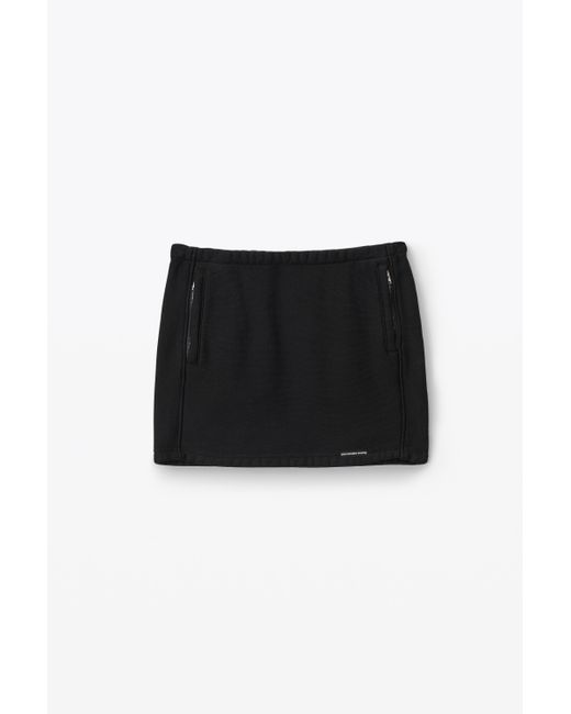 Alexander Wang Blue Mini Skirt In Classic Cotton Terry With Logo Waistband