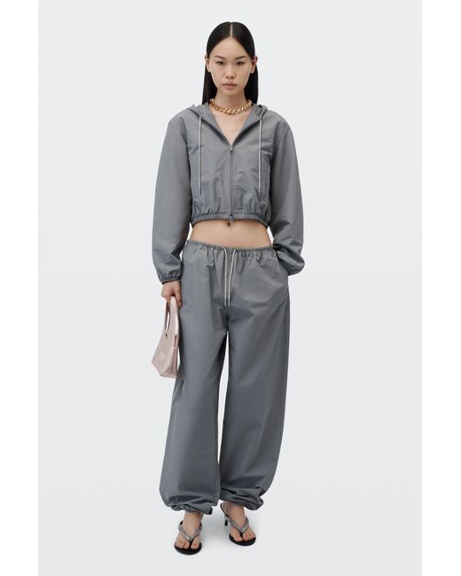 Alexander Wang Black Crystal Hotfix Drawcord Shrunken Hoodie Jacket