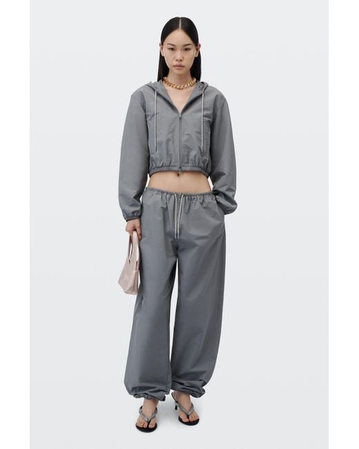 Alexander Wang Black Crystal Hotfix Drawcord Mid Rise Track Pant