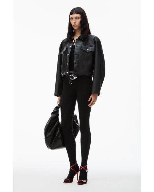 Alexander Wang Black Leather Jacket With Belted Waist