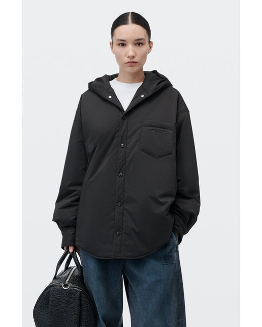 Alexander Wang Black Hooded Lightweight Puffer Shirt