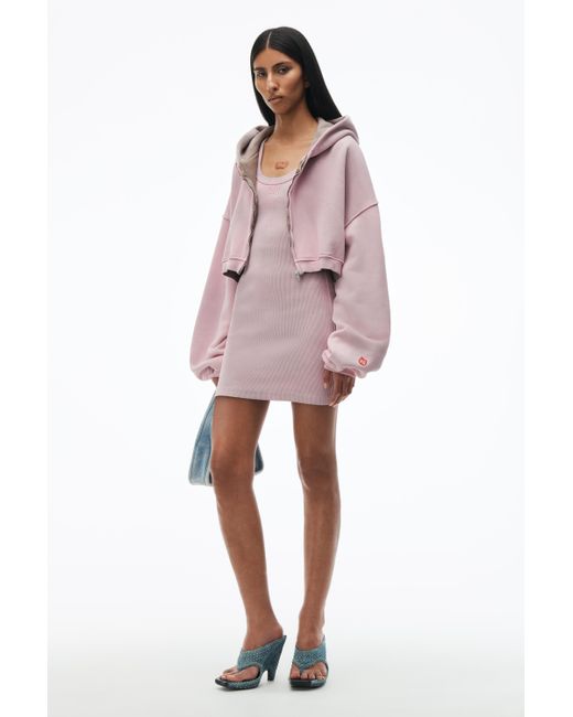 Alexander Wang ピンクフーディー Alexander Wang Crop Zip Up Hoodie In Classic Terry in Pink | Lyst