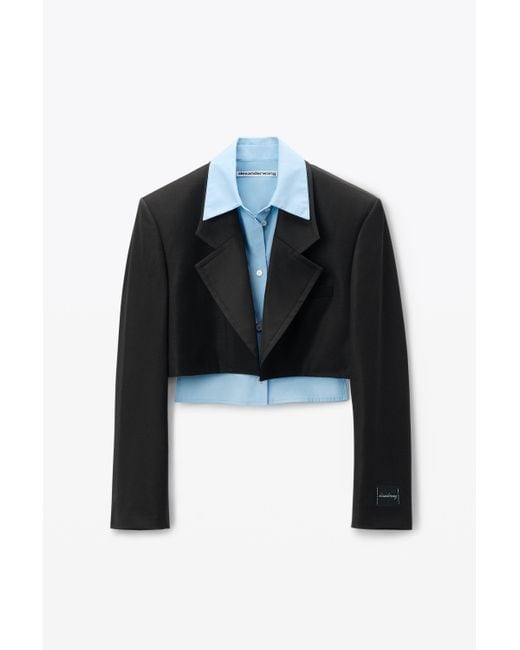 Alexander Wang Black Pre-styled Cropped Blazer With Dickie