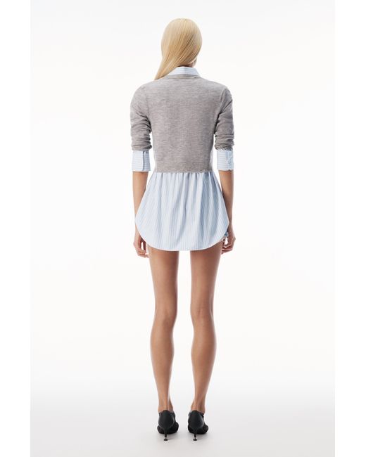 Alexander Wang White Sheer Crewneck Sweater Button Up