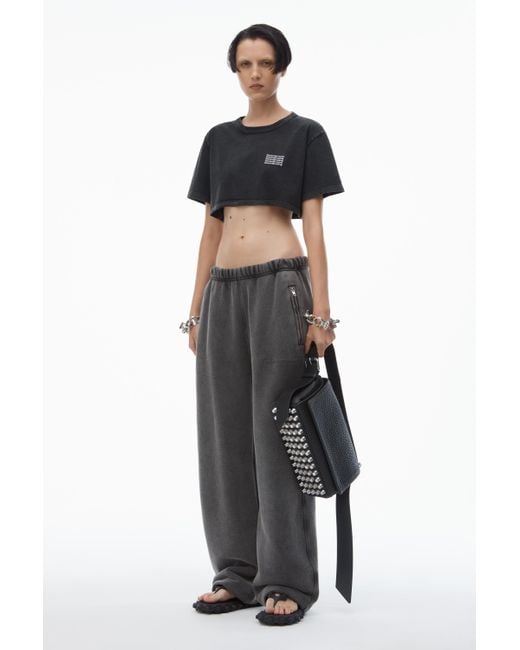 Alexander Wang Crop Tee In Acid Wash Jersey in Black | Lyst
