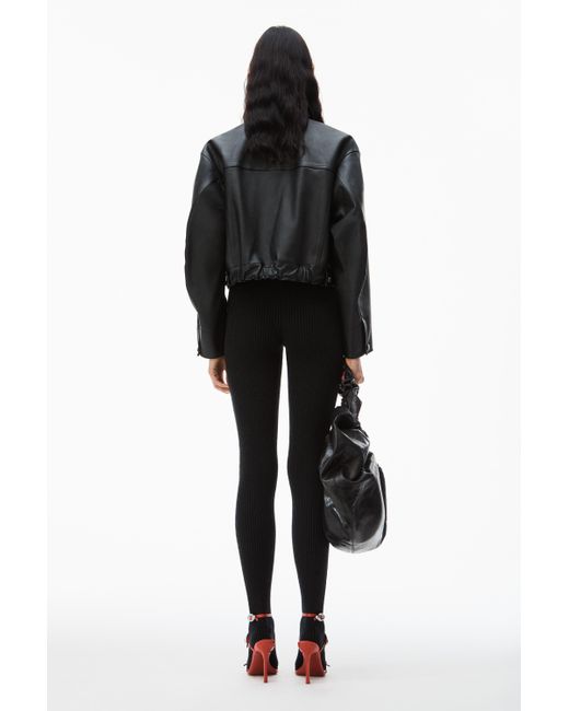 Alexander Wang Black Leather Jacket With Belted Waist