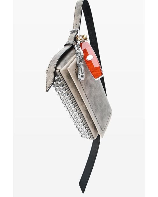 Alexander Wang White Black Crackle Leather Ricco Slim Flap Bag