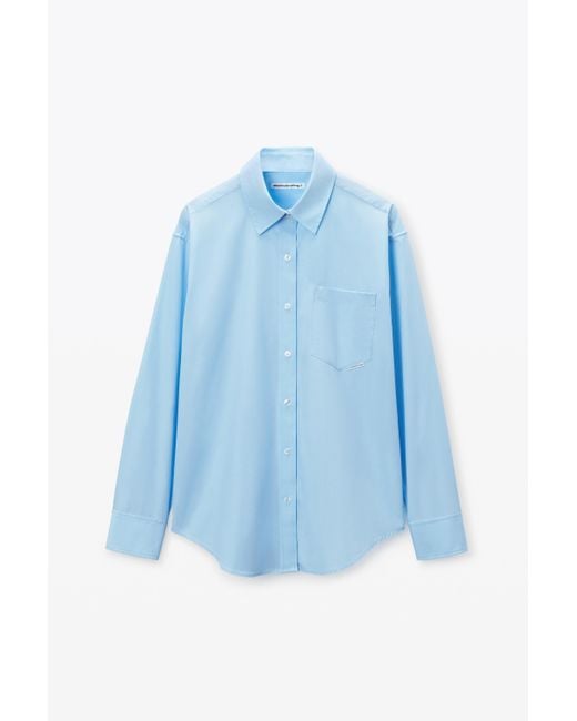 Alexander Wang Blue Boyfriend Shirt In Cotton