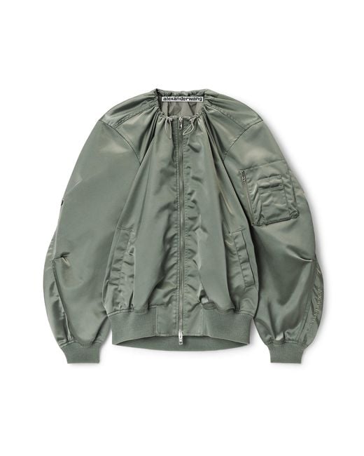 Alexander Wang Green Nylon Scoop Neck Bomber Jacket