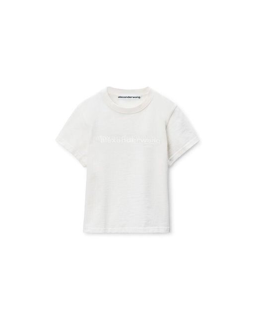 Alexander Wang White Cotton Shrunken Logo Tee