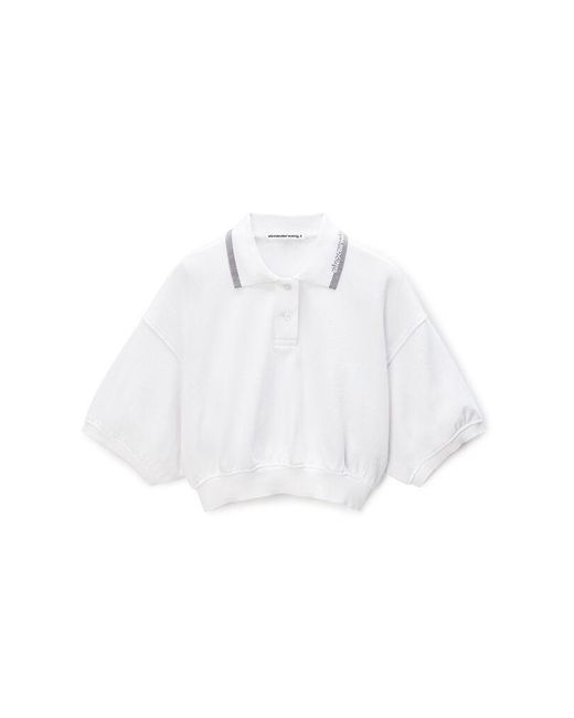 Alexander Wang Blue Cropped Cinched Cotton Polo