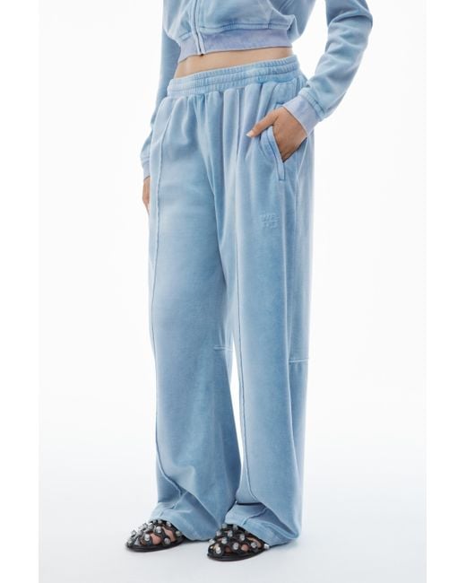 Alexander Wang Blue Trackpants In Crushed Velour