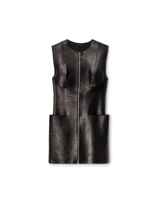 Alexander Wang Black Slashed Leather Mini Dress