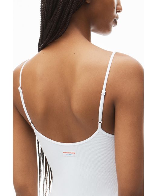 Alexander Wang White Cami Bodysuit In Ribbed Jersey