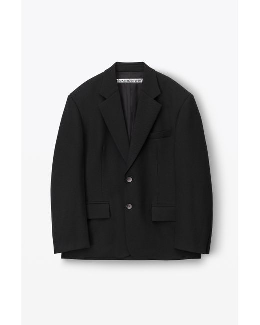 Alexander Wang Black Notch Lapel Tailored Blazer In Wool for men