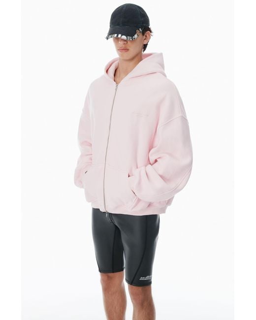 Alexander Wang Cotton Logo Zip-Up Hoodie in Pink | Lyst