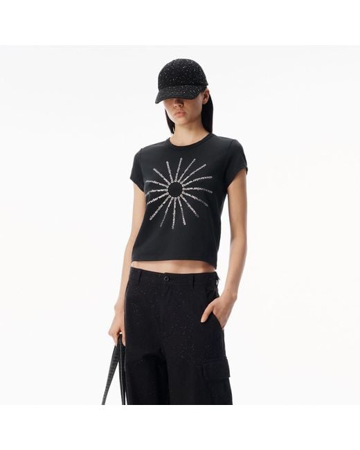 Alexander Wang Blue Crystal Pinwheel Fitted Tee