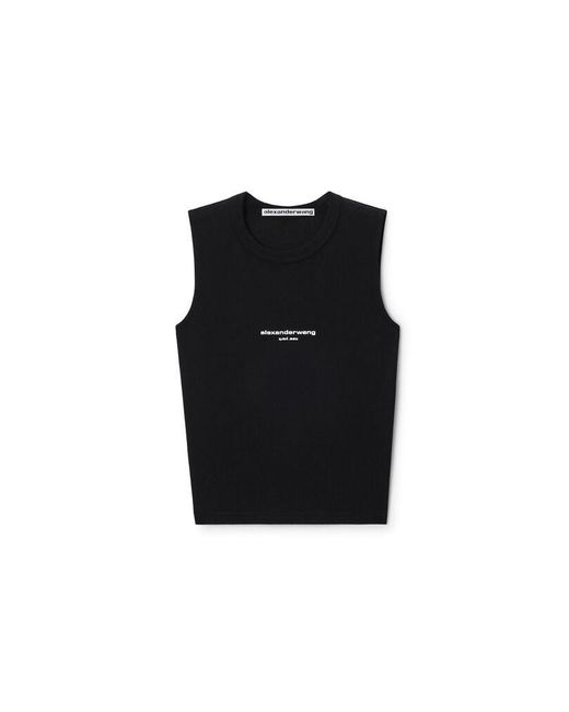 Alexander Wang Black Logo Print Fitted Tank