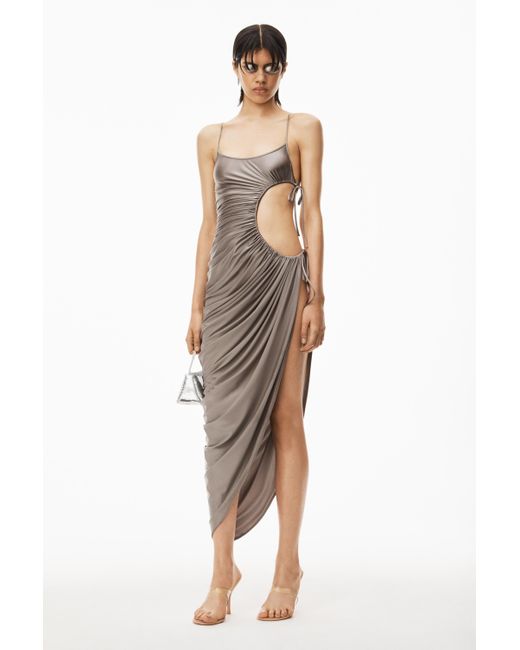 Alexander Wang Natural Cutout Cami Dress In Slinky Shine Jersey
