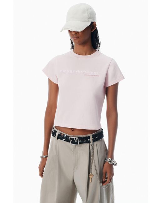 Alexander Wang White Cotton Shrunken Logo Tee