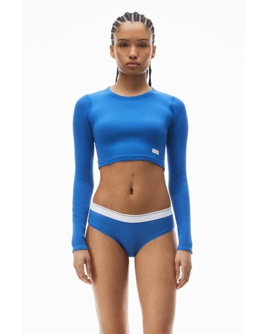 Alexander Wang Blue Cropped Long-Sleeve Tee