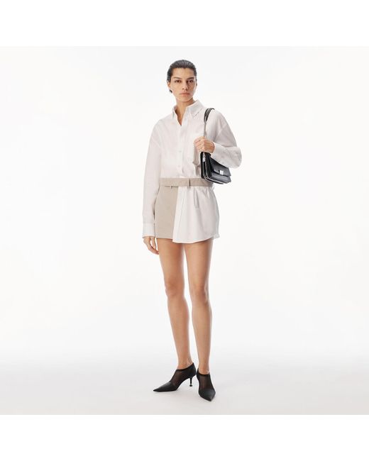 Alexander Wang White Layered Shirt Mini Dress With Tucked Detail