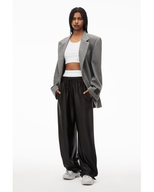 Alexander Wang Track Pant In Satin Jersey in Black