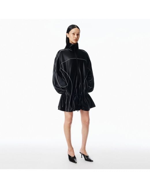 Alexander Wang Black Drop Waist Parka Dress With Reflective Piping