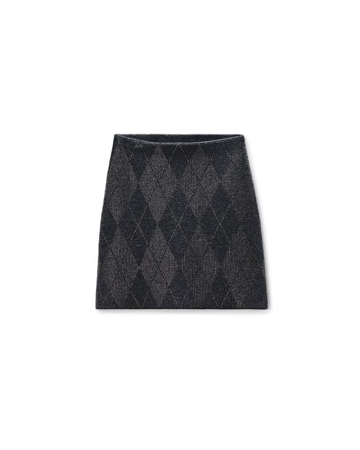 Alexander Wang Black Crystal Hotfix Argyle Wool-Blend Tennis Skirt