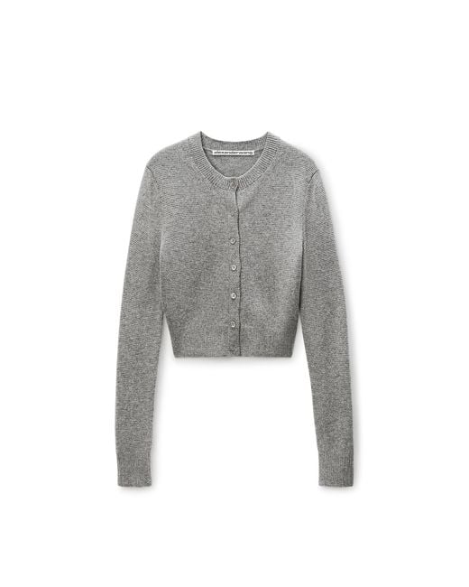 Alexander Wang Gray Wool-Blend Hotfix Cardigan