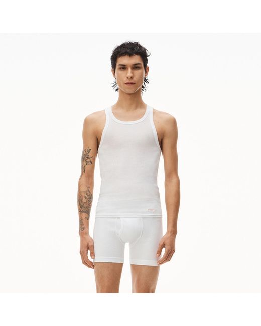 Alexander Wang White Ribbed Cotton Racerback Tank Top