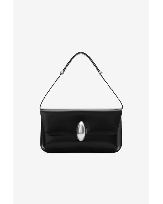 Alexander Wang Black Dome Structured Flap Bag In Leather