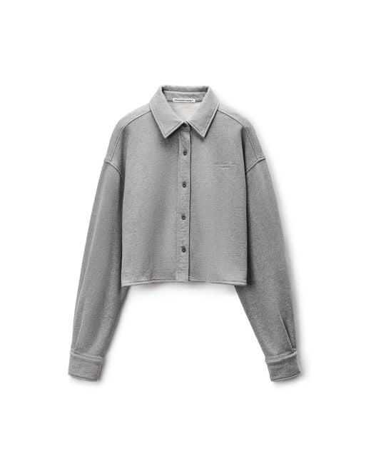 Alexander Wang Gray Button Up Cropped Shirt