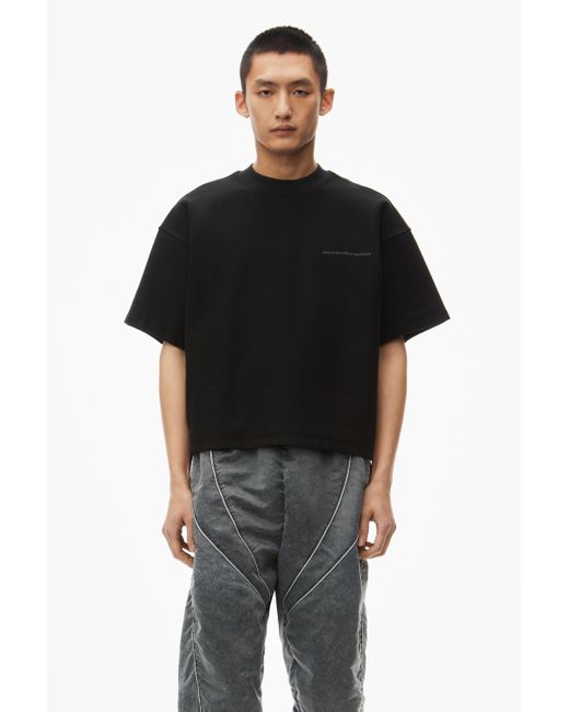 Alexander Wang Puffed Logo Oversize Tee In Cotton in Black