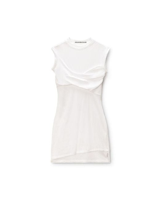 Alexander Wang White Sleeveless Layered Twisted Bust Mini Dress