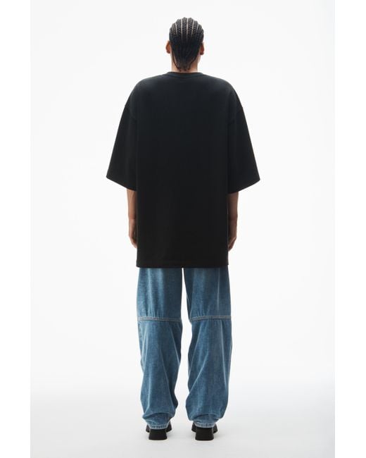 Alexander Wang Black Oversize Drop-sleeve Tee In Japanese Cotton Jersey