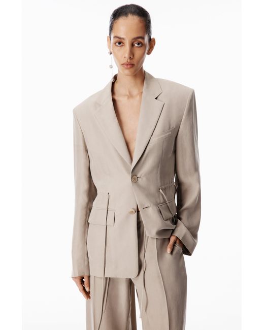 Alexander Wang White Drawcord Tailored Pant