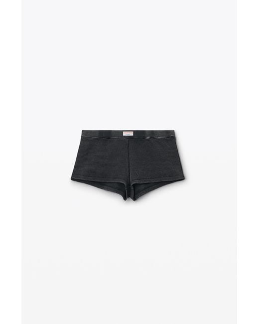 Alexander Wang Black Boy Short In Waffle-knit Cotton Stretch