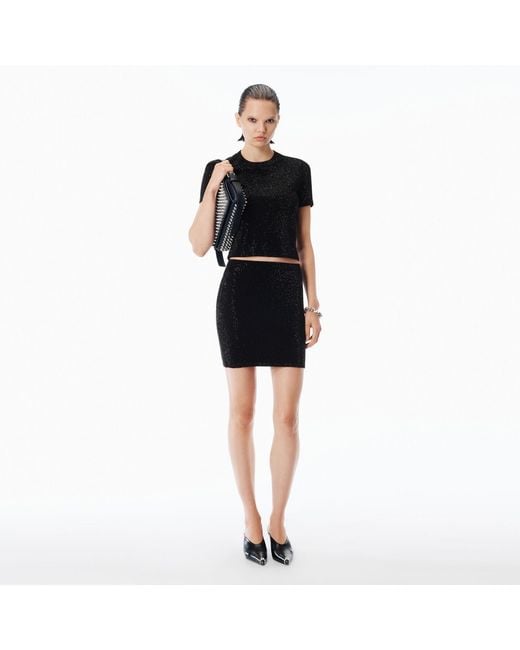 Alexander Wang Black Wool-Blend Hotfix Miniskirt