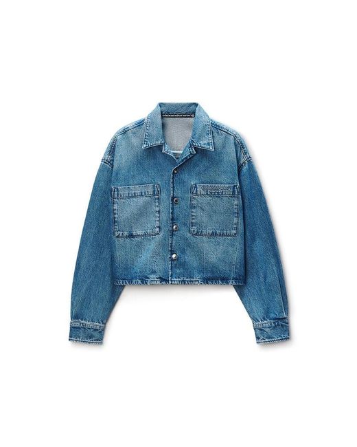 Alexander Wang Blue Cropped Long Sleeve Shirt