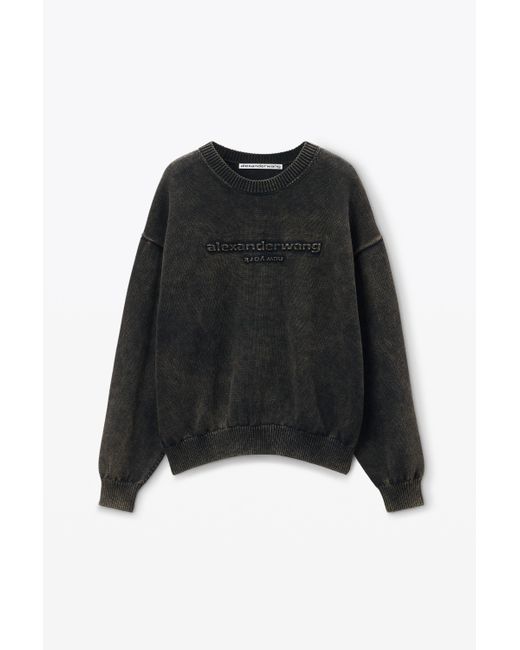Alexander Wang Black Oversize Logo Sweatshirt In Organic Cotton