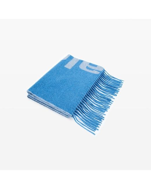 Alexander Wang Blue Logo Jacquard Scarf